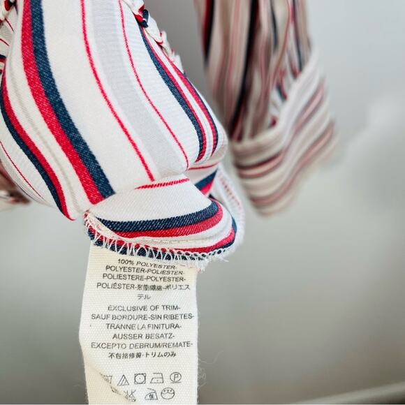 Free People Mad About You Satin Striped V Neck Button Down Shirt Medium - Picture 10 of 15